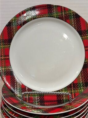 Tabletops Unlimited Edinboro Set of 6 salad  Plates 7.5" Plaid